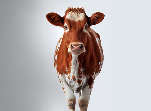 Close-up of a brown cow isolated.