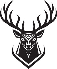 Serenade of the Stags Black Vector Deer Logos Majesty Majestic Wilderness Deer Icon in Noirs Splendor