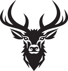 Charming Stag Silhouette A Work of Elegance in Black Noir Beauty in the Wilderness Deer Icons Majestic Appeal