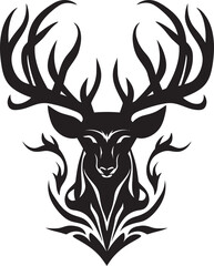 Elegance in Shadows Black Emblems Tribute to Nature Sculpted Grace in the Forest Deer Icon in Noir