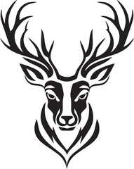Noir Beauty in Nature Deer Icons Majestic Appeal Elegant Wilderness Black Vector Deer Emblem in Monochrome