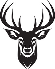 Elegant Antlers Deer Icon in Monochrome Majesty Nocturnal Nature Black Emblem in Noirs Elegance