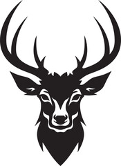 The Noble Stags Beauty A Symbol in Black Vector Elegant Antlers Deer Icon in Monochrome Majesty