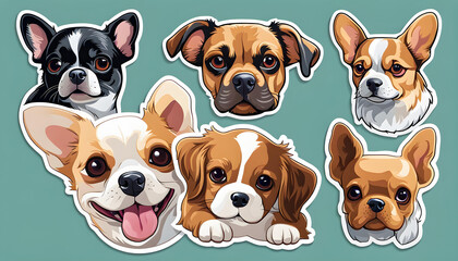 Fototapeta premium Small breed dogs stickers. dog portrait. 