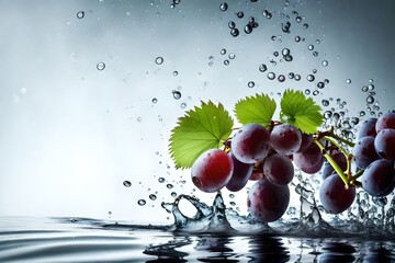 grapes water splashes isolated on white background 