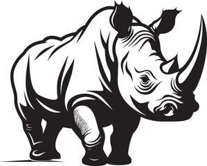 Intricate Rhino Beauty Detailed Design in Monochrome Majesty Graceful Wildlife Rhinoceros Symbol in Timeless Black