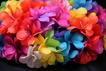Rainbow colored artificial lei for adding a burst of joy to any occasion - obrazy, fototapety, plakaty