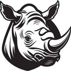 Wild Majesty Rhino Icon in Monochrome Excellence Rhinoceros Majesty Black Vector Wildlife Symbol of Power