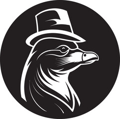 Elegant Webbed Feet Platypus Symbol in Monochrome Majesty Nocturnal Nature Black Emblem in Noirs Aussie Elegance