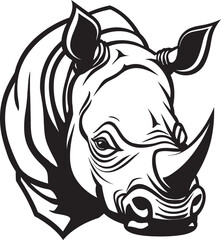 Natures Beauty in Black Rhino Emblems Detailed Design Elegance in the Wild Black Vector Rhinoceros Symbol