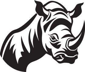 Elegance in the Wild Black Vector Rhinoceros Symbol Harmonic Beauty Rhino Emblem in Monochromes Timeless Serenity
