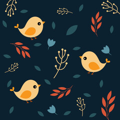 Bird pattern animal background art wildlife textile illustration