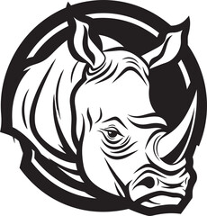 Sculpted Grace in Sound Black Rhino Emblem Monochromatic Majesty Rhino Symbol in the Wild