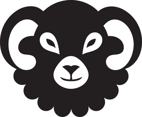Vector Artistry Ebon Sheep Emblem Graceful Black Flock Woolly Elegance