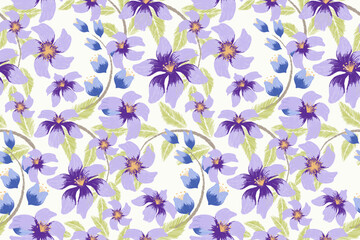 Fototapeta na wymiar Floral Ikat pattern seamless paisley embroidery border with magnolia flower motifs background border oriental Japanese style. Ikat pattern seamless vector illustration design .