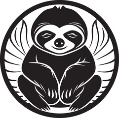 Graphic Sloth Symbol Leisurely Languor Artistic Zen Insignia Midnight Monochrome