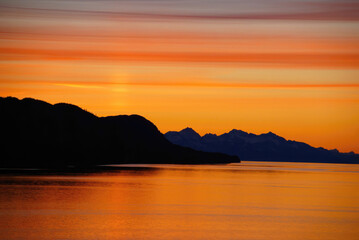 Mountains and sea - sunset & alpineglow