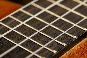 guitar string vibrating close-up, small depth of field