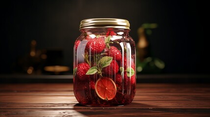 jars of pickled tomatoes and spices - obrazy, fototapety, plakaty