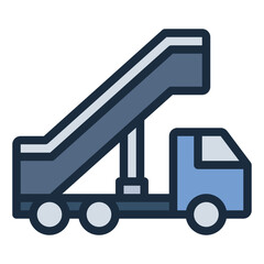 Stair Truck color filled line icon
