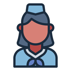 Flight Attendant color filled line icon