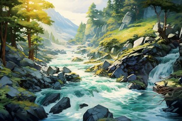 a flowing river. Generative AI