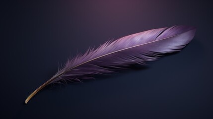 Obraz premium A hyper-realistic representation of a delicate feather, casting a shadow on a gradient background shifting from ethereal lavender to deep ebony.