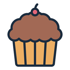 Cupcake color filled line icon