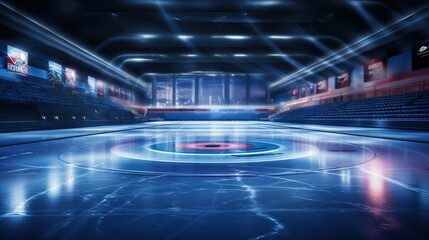Empty Ice Rink for Curling or Hockey, Sports and Recreation Concept