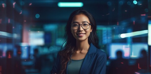 Fototapeta premium Asian Woman Software Developer Industry Lifestyle Concept Generative AI