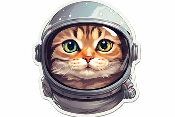 Sticker of a cat in a space suit, isolated. Generative AI