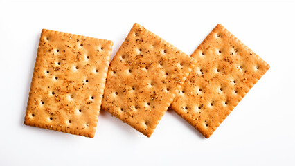 A few crackers on a white background