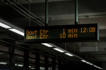 Arrival display board at commuter station, Boston, USA