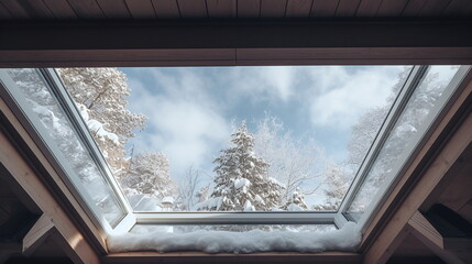 View through the window in winter - AI Generated