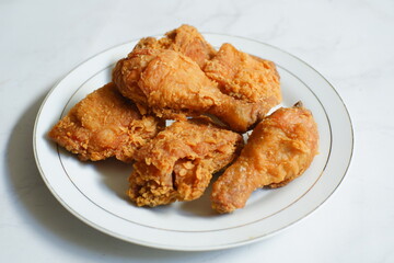 A plate of crispy fried chicken 