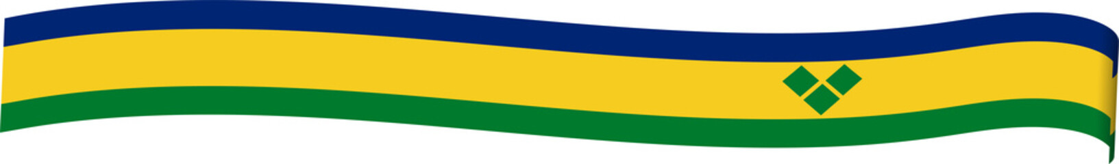 Saint Vincent and the Grenadines Flag Ribbon - obrazy, fototapety, plakaty