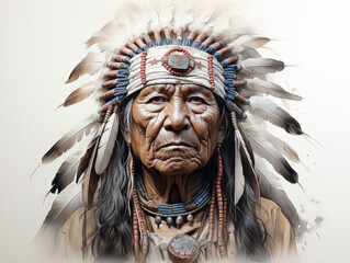 Indian chief pencil draw