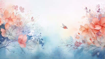 Design a delicate watercolor backdrop with subtle gradients and hints of cerulean and coral.