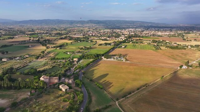 Aerial view of Umbria Landscape, Santa Maria degli Angeli, Perugia, Italy