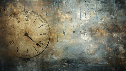 Design a worn and weathered abstract background that tells a story of time passing. - obrazy, fototapety, plakaty