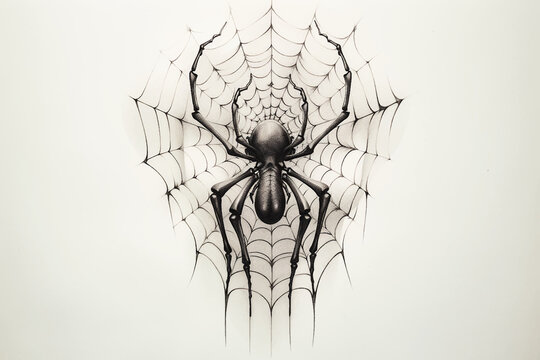 Skull Spider Web Net Bug Bat Halloween Rose Pattern Tattoo Print Stamp Artificial Intelligence