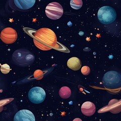 Naklejka premium space planet star galaxy illustration background