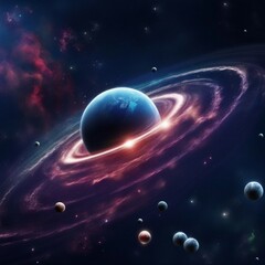Obraz premium space planet star galaxy illustration background