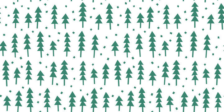 Abstract seamless pattern with green christmas trees.