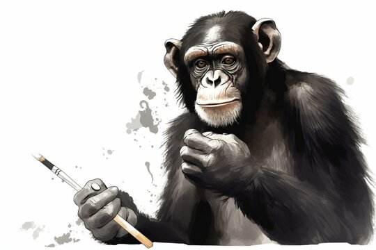 A picture of a monkey and a drawing tool. Generative AI