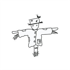  line art illustration of a scarecrow for stickers