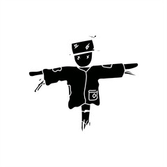 minimalist silhouette illustration of a scarecrow for icon or logo