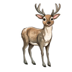 Cute reindeer deer with a nose, cartoon. Isolated on transparent background