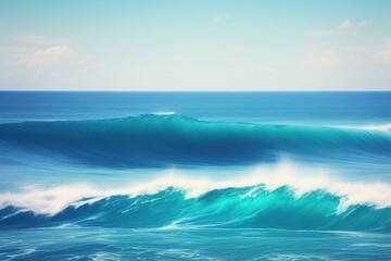 Obraz premium Blue sea wave background for template and presentation slide