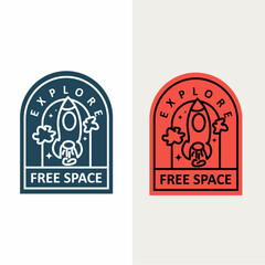 The vintage style explore space vector design is suitable as an identity logo or for printing on other media such as t-shirts